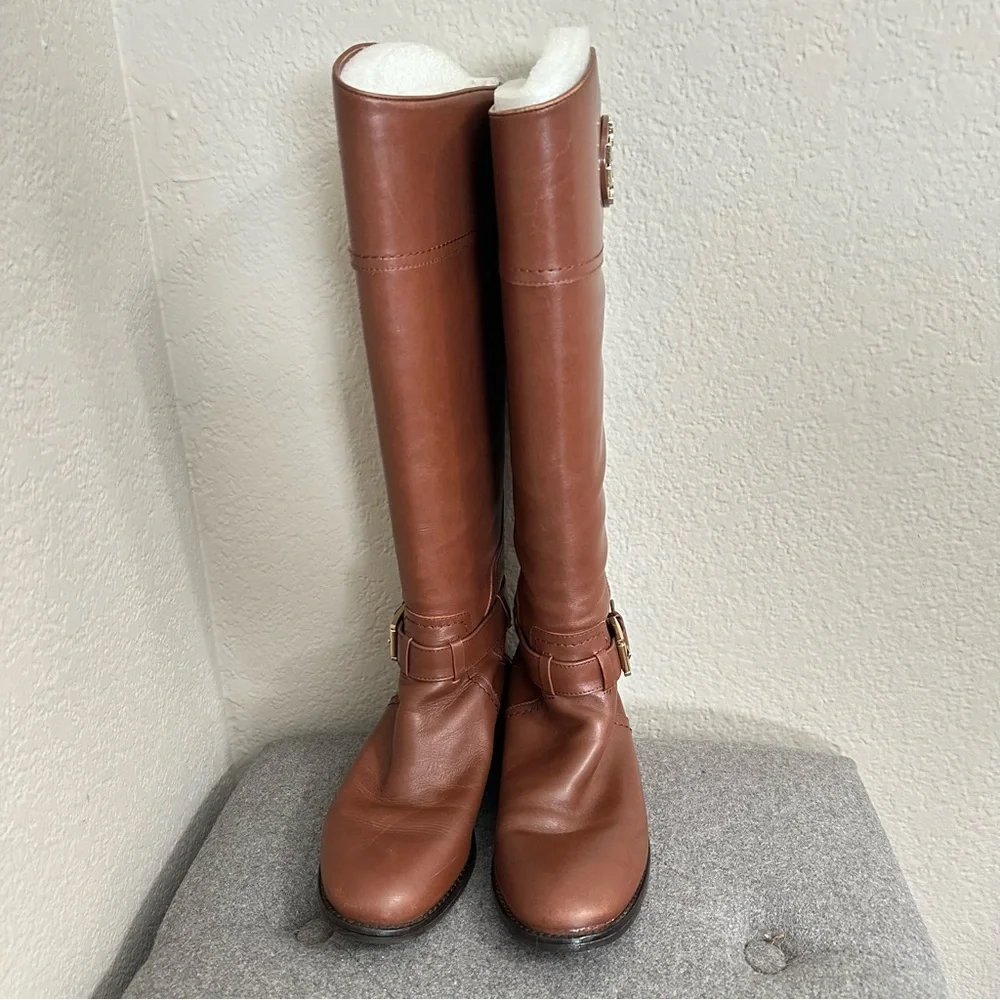 Tory Burch Adeline Riding Boots Color Almond Women's Size 6
